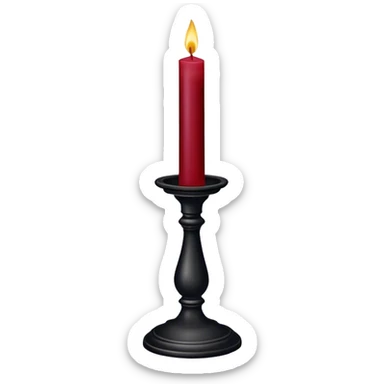 Dark-maroon-Red candle on a black stand sticker