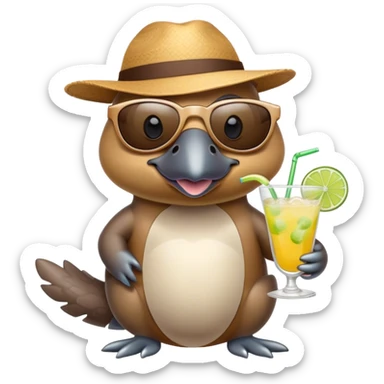 Cool platypus drinking margarita with sunglasses sticker