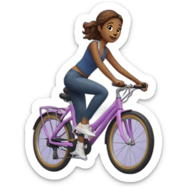 Girl riding bike sticker