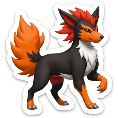 Litten-Houndour-Zangoose-Houndoom-hybrid-fusion, full body sticker