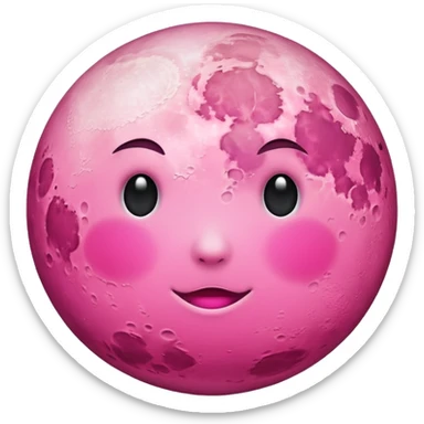 a pink full moon without the facial features sticker