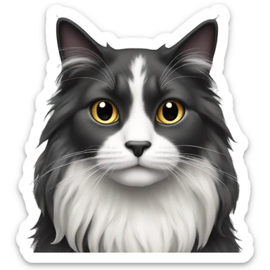 Black and white long haired cat sticker