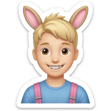 kid with braces bunny haired sticker