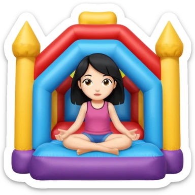 black hair girl-sitting-in-bouncy-house sticker