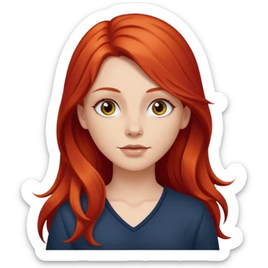 white girl with long red hair sticker