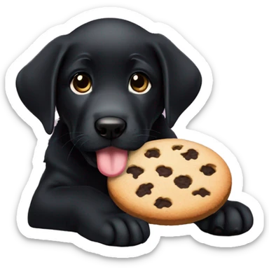 black labrador puppy eats cookie sticker
