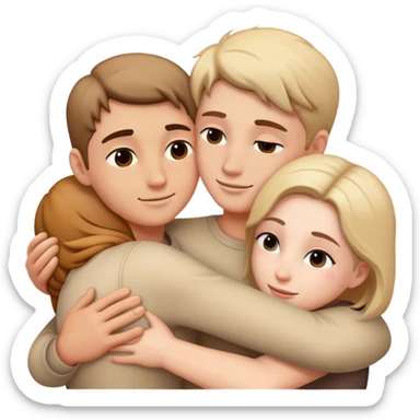 Hugs between 3-4 white people  sticker