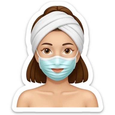 Lady with face mask spa beauty full face relaxing sticker