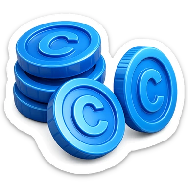 Des pièces de monnaie virtuelles bleus en mode rendu 3D pour un jeu vidéo sticker