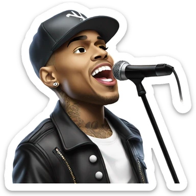 Hyper Realistic Chris Brown on stage singing  sticker
