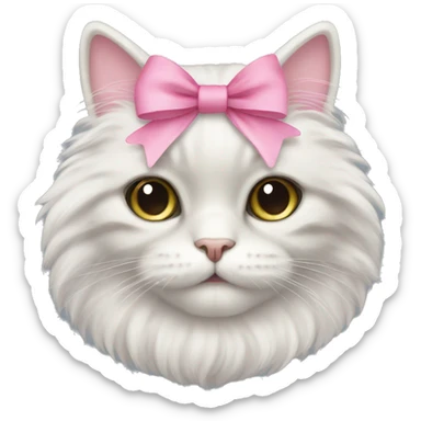 Cute fluffy cat with pink bow sticker