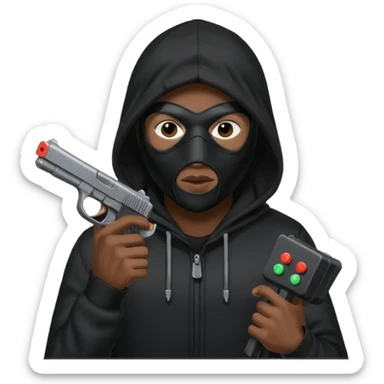 Hoodlum burglar madk and gun with switch and extended clip sticker