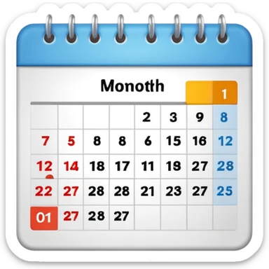 colored calendar 1 month without dates sticker