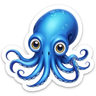 Vibrant blue squid with big eyes and tentacles sticker