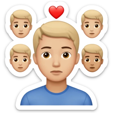 Young man showing possible options sticker