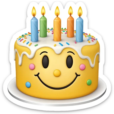 smiley face birthday cake sticker