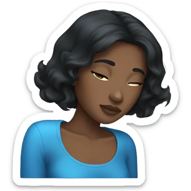 Sleeping Black hair girl with blue eyes  sticker