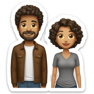 Pareja besándose, él moreno pelo corto,piel marrón,ella morena pelo rizado largo piel blanca  sticker