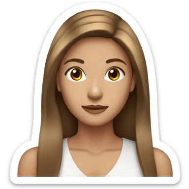 Beautiful woman, straight long light brown hair, brown eyes, christmas sticker