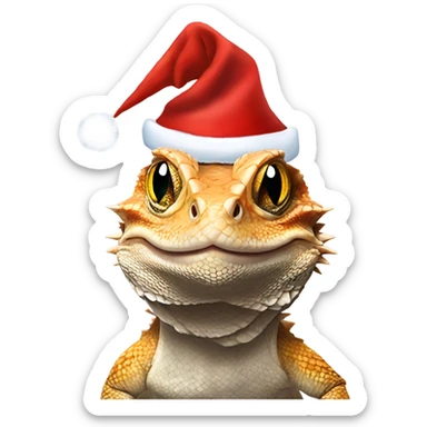 bearded dragon wearing a santa hat sticker
