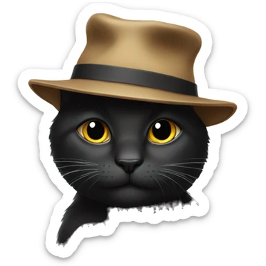 blak cat with a hat sticker