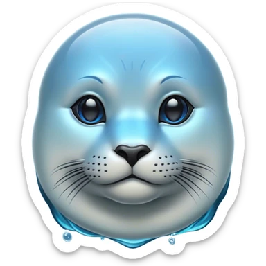 Cinematic Noble Seal Portrait Emoji, Poised and refined, with a sleek, streamlined body adorned in smooth, glossy hues and deep, soulful eyes, Simplified yet sharp and sophisticated features, highly detailed, glowing with a soft, aquatic glow, high shine, intelligent and graceful, stylized with an air of maritime elegance, focused and alert, soft glowing outline, capturing the essence of a watchful ocean guardian that feels as though it could glide out of the screen with effortless authority! sticker