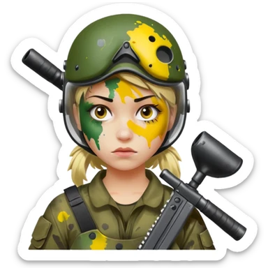 paintball player face girl sticker