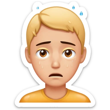 Face with sweat droplets, anxious expression, sweating profusely sticker