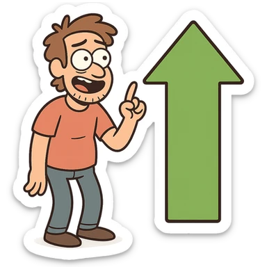 green up arrow in flat toon style sticker