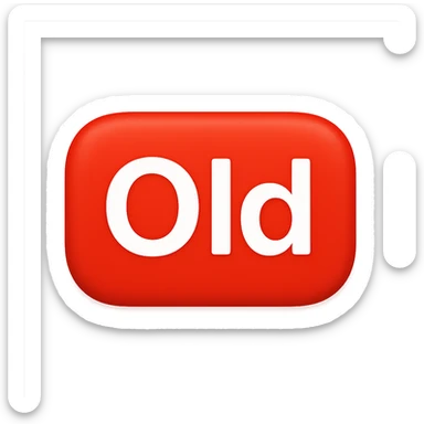 button with the word 'Old' in the style of the iOS emoji 'NEW' button, emoji style, red rounded rectangle background, white text sticker