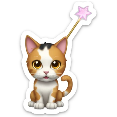 Calico cat with magic wand sticker
