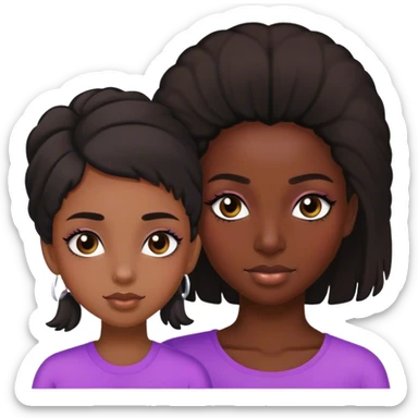 mom and teenage daughter that has eyelashes duo black girls  sticker