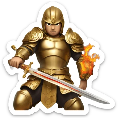 St Michael, with a flaming sword, ready for battle sticker