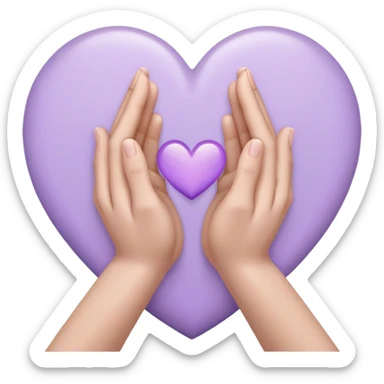Hands joined in prayer with a pale purple heart sticker