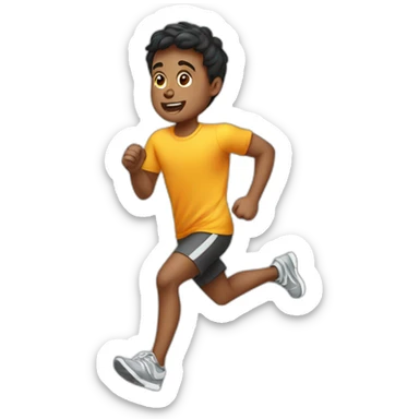 A boy jogging backwards sticker