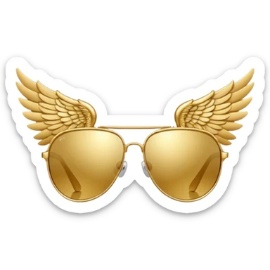 fancy gold sunglasses with wings sticker