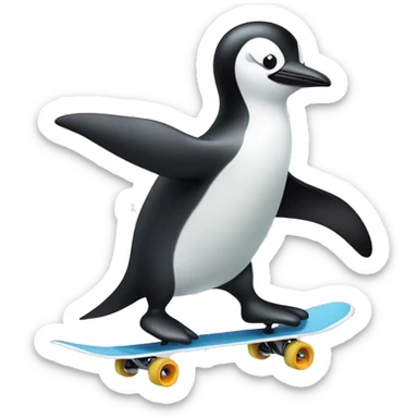 Pingüino en una patineta  sticker