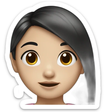 little girl with white skin and black hair sticker