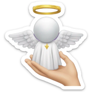 Angel held by human hands fades to after live sticker