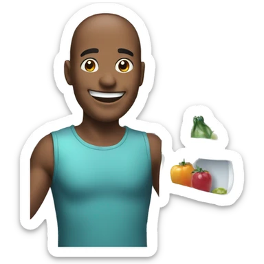 refrigerator with smiling person sticker