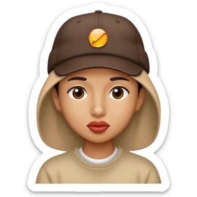 lip bite and a backwards hat on sticker