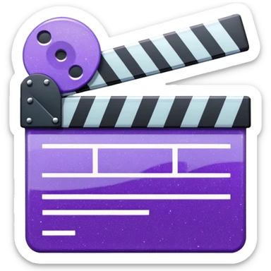 Glitter purple and cian clapperboard sticker
