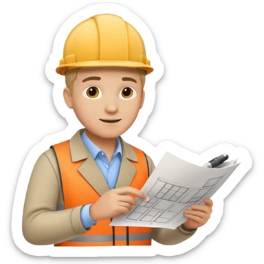 an architect studying a building plan sticker
