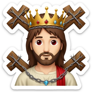 Christ on the cross with the crown of thorns and the blood on him sticker
