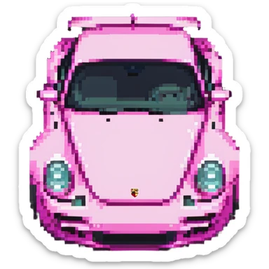 full view of a pink porsche sports car sticker
