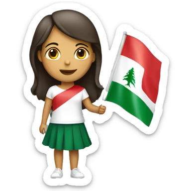 A girl holding the Lebanese flag  sticker