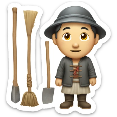 photorealistic Chinese peasant sticker