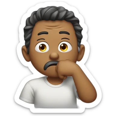 confused bad men frustrated thinking pose one hand on their chin while furrowing their brow sticker