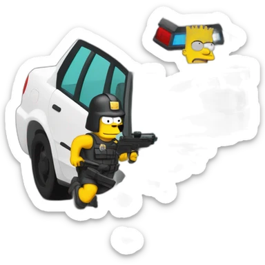 Homer simpson drift contre policier sticker
