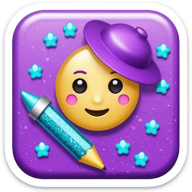 glitter purple and cian pin office sticker